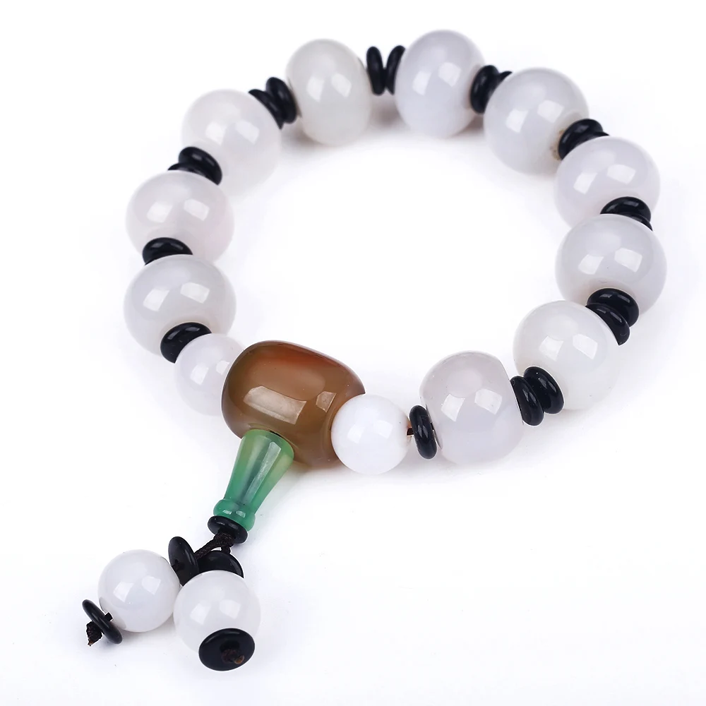 

Handmade Trendy transparent White Jade Agate Bead Charm lucky Bracelet For Women Men Beads Bracelets Natural Stone Girl Jewelry