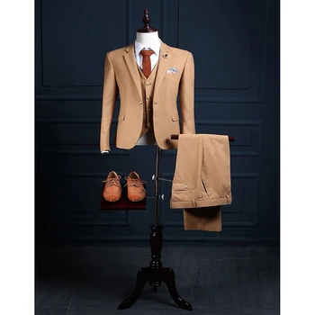 

High Quality Wedding men suit 2017 terno masculino Groom Tuxedos Groomsman SuitS Custom Made Man Suit(jacket+pants+vest)