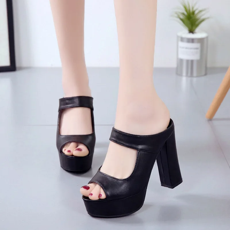 waterproof platform thick heel casual slippers