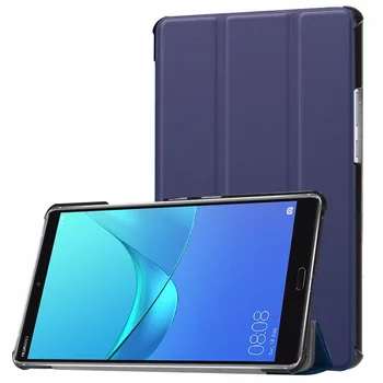 

For Huawei MediaPad M5 10.8 inch Tri-Fold Custer Texture Horizontal Flip PU Leather Protective Case with Holder