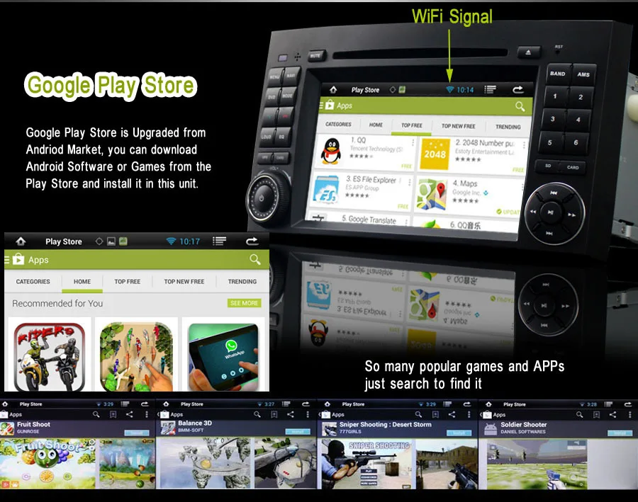 Best 7" HD Android 8.1 OS Car DVD Player for Mercedes Benz GPS Nav Radio Stereo Bluetooth TV Wifi 3G Free GPS Card 2017 New Sales 3