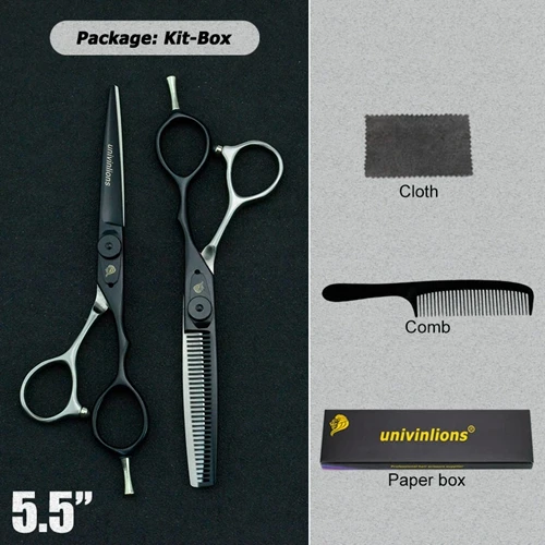 5.5/6" black gold barber hair scissors hairdressing scissors professional hair scisor barber supplies shears gift japan haircut - Color: 6025HY55KIT