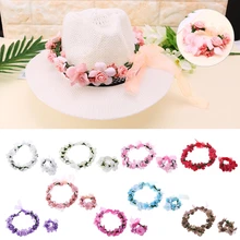 Свадебный Цветочный венок волос в виде короны пляжные цветочный венок ручной украшение "Кольцо" набор