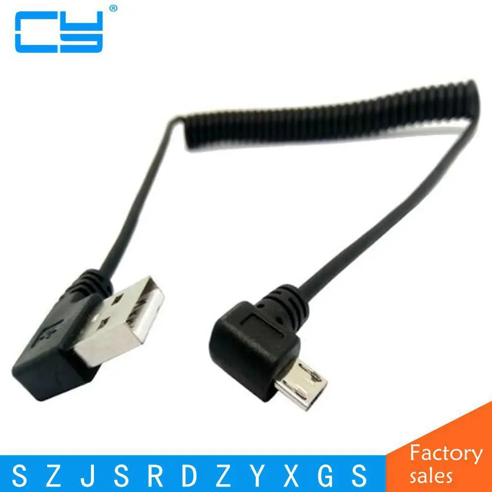 Micro usb male 90 градусов левый угловой к пружинный выдвижной растягивающийся кабель