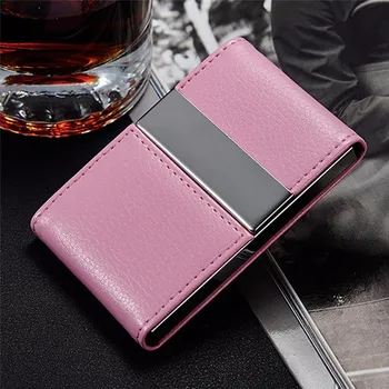 

2019 New Double Open Business ID Credit Card Holder For Women Fashion Metal Aluminum Card Case PU Leather Porte Carte