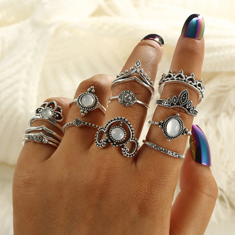 FXCUBE, винтажный набор колец в форме змеи в форме животных, Золотое кольцо с кристаллами Midi Kunckle, ювелирные изделия для свадебной вечеринки, подарок, аксессуары
