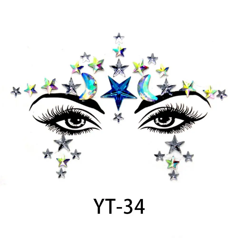 Акриловое украшение для лица стразы наклейка защита окружающей среды блестящие яркие стразы украшение для лица красота Макияж инструмент - Цвет: YT34