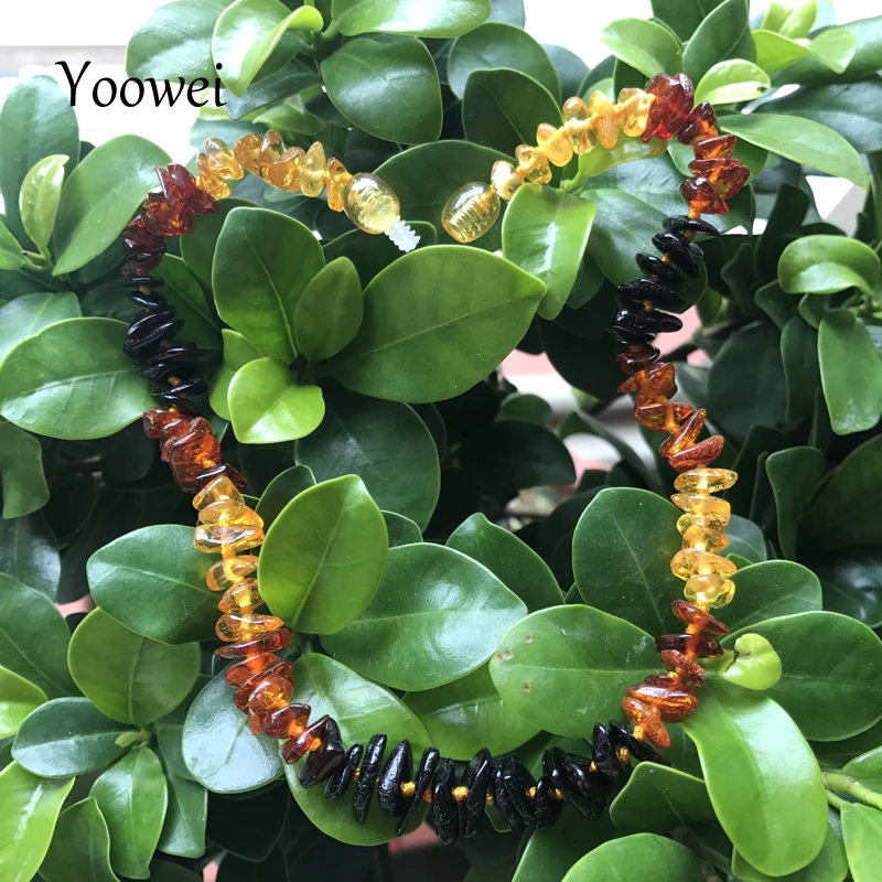 Online Yoowei Alami Amber Chip Kalung untuk Bayi Dewasa Hadiah Tidak Teratur Asli Manik Kalung Baltic Amber Gelang Grosir