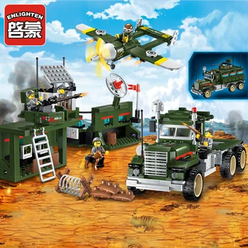 

Enlighten Building Block Military Battle Army Land Force Mobile Combat Vehicle Aircraft 5 Figures 687pcs Bricks-No Box