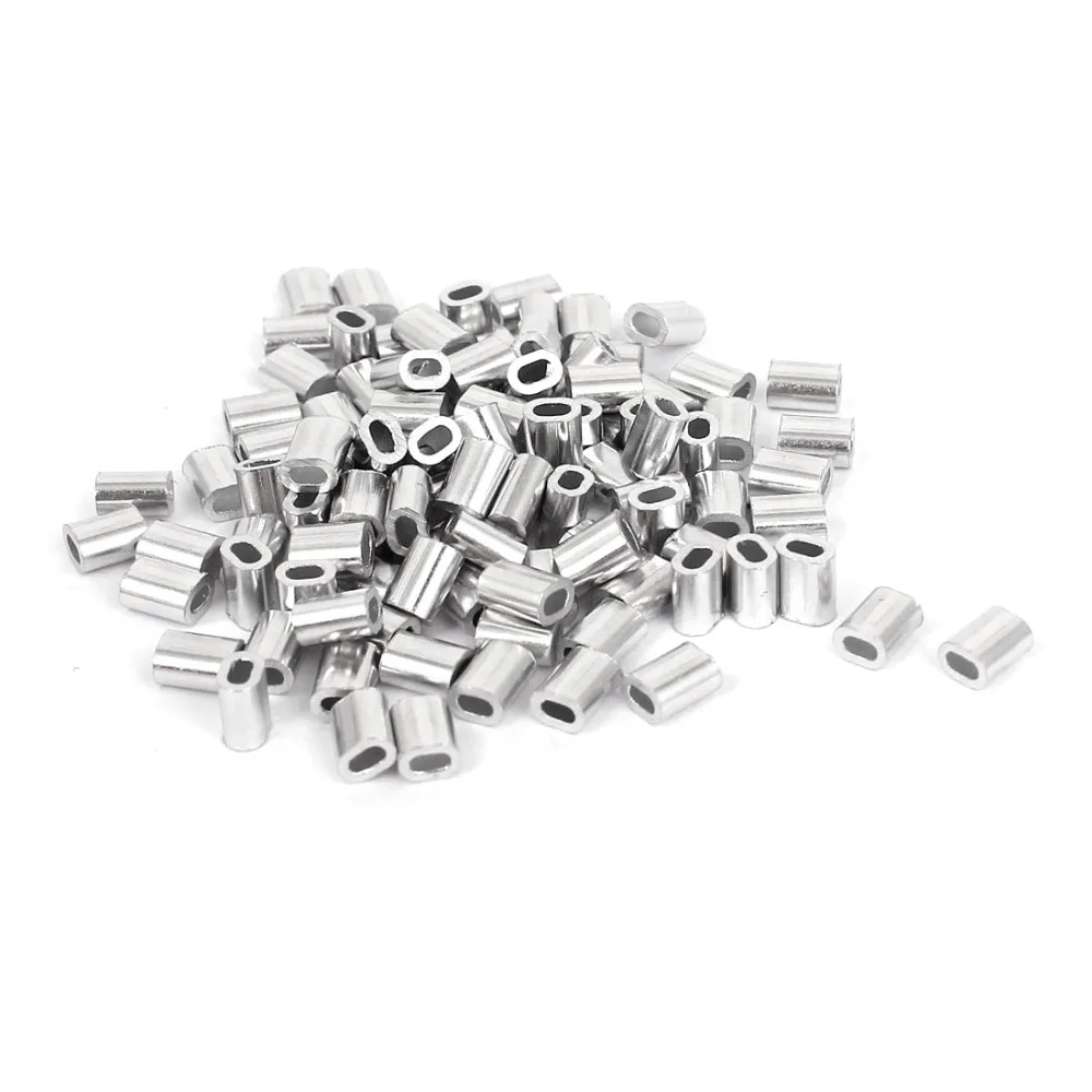 Wire Rope Aluminum Sleeve Crimp, 50PCS Figure 8 Double Hole Crimping Loop for 1//16 Cable