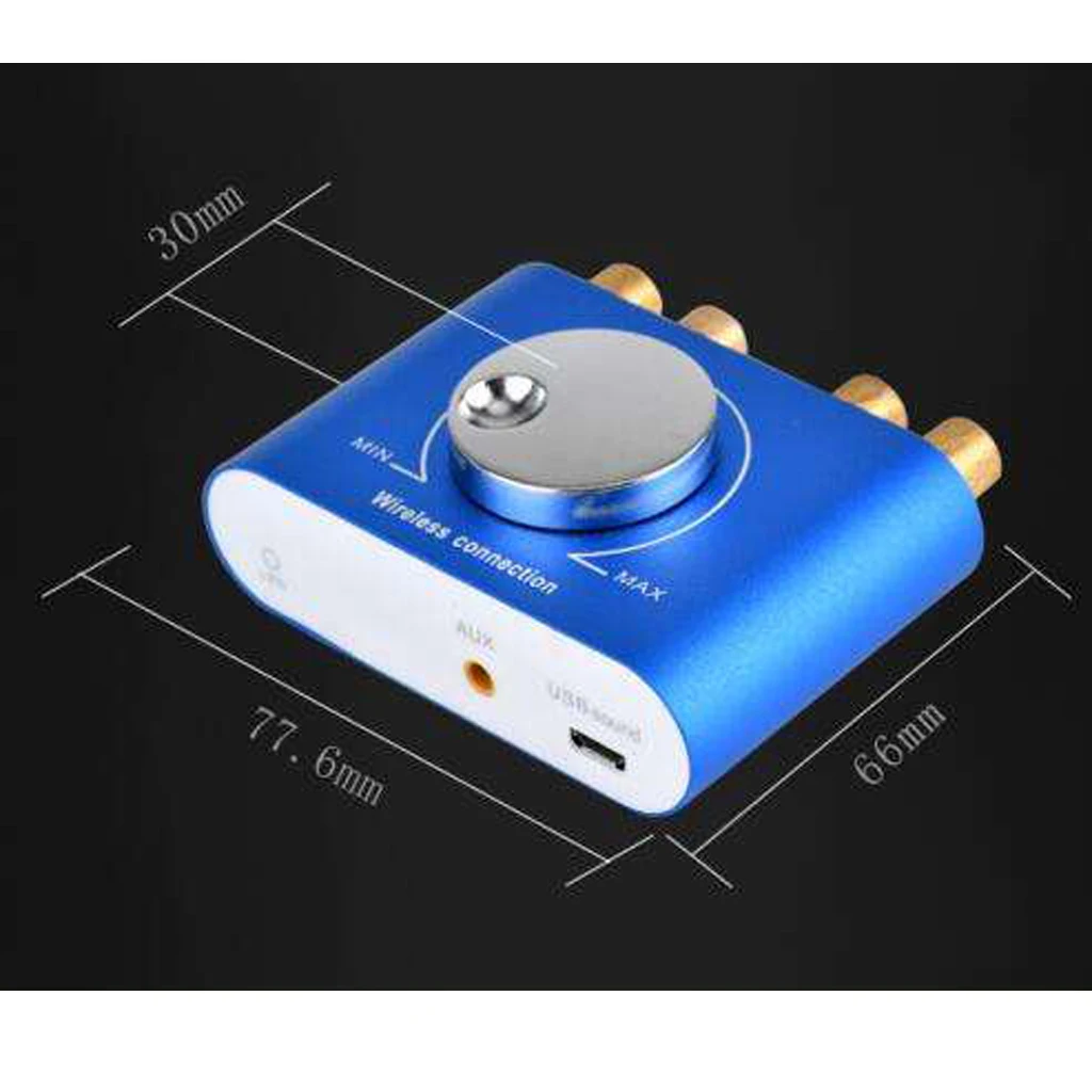 Latest Mini Bluetooth 2.0 Digital Amplifier Hifi Stereo Home Audio Power AMP 60W+60W DC 12V Bluetooth 4.2 Connection Blue