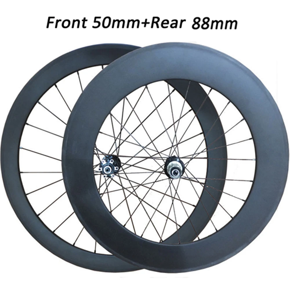 Discount OZUZ Carbon Wheels 700C 3K 23mm wide road Disc Brake Wheelset 24mm 38mm 50mm depth Clincher Tubular road Cyclocross Disc Wheel 2