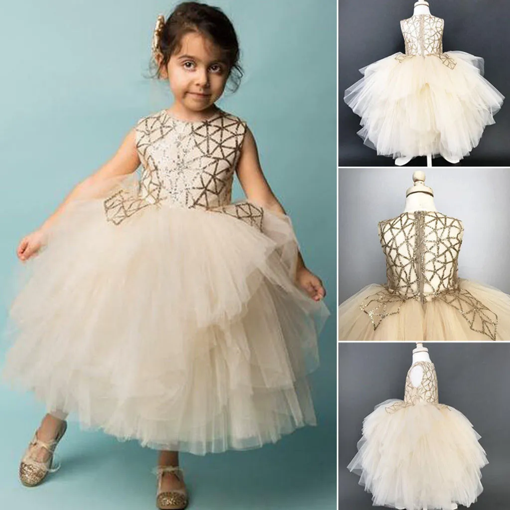 

Summer Dresses Girls Toddler Kids Baby Girls Clothes Sequins Party Pageant Tutu Tulle Princess Dress F326