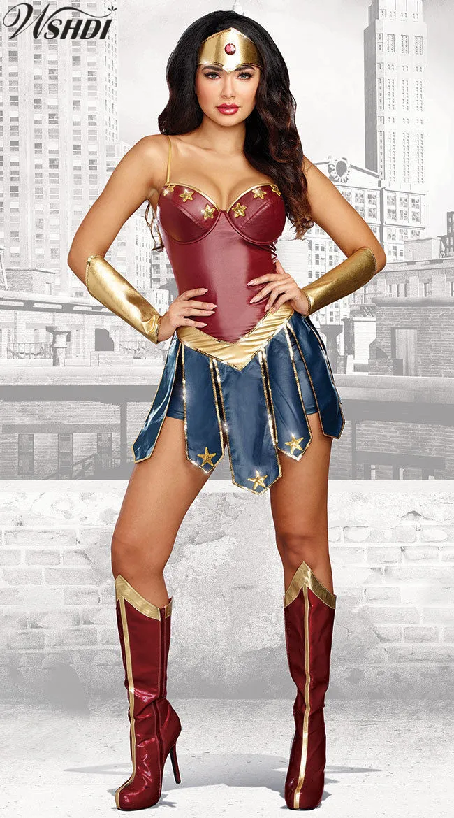 S XL новый костюм Чудо женщины супер девушка Хэллоуин косплей Диана Принц нарядное