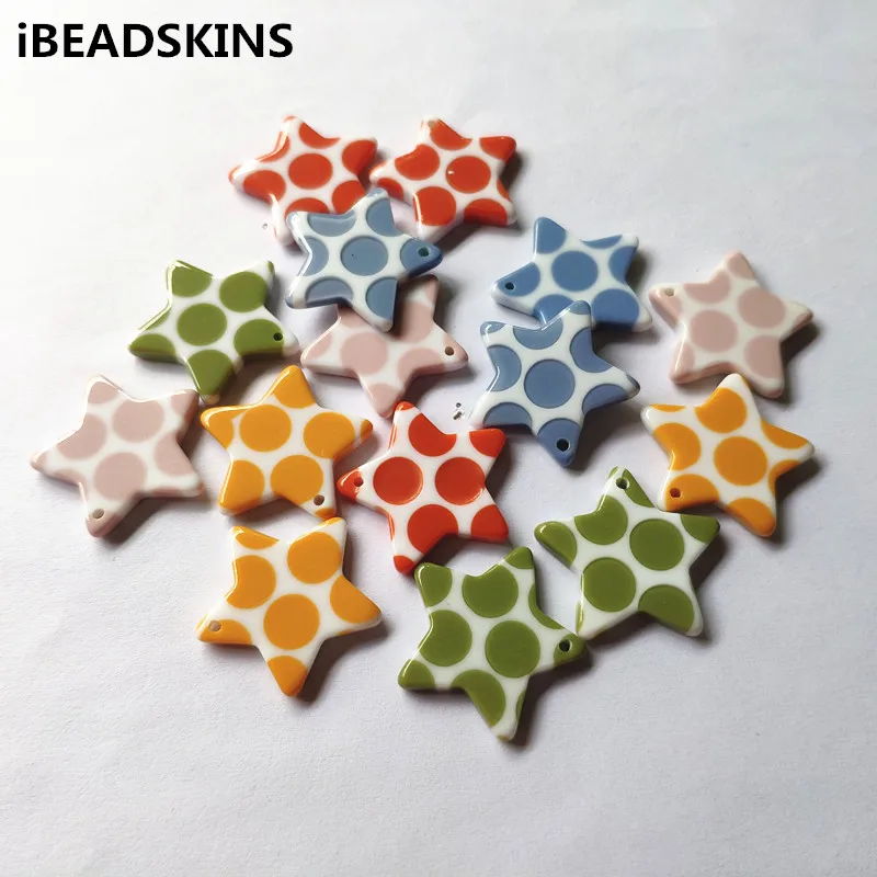 

New arrival! 27x26mm 100pcs Resin Polka dot Star-shape charm for Earring accessories,Earring parts,Jewelry necklace Findings