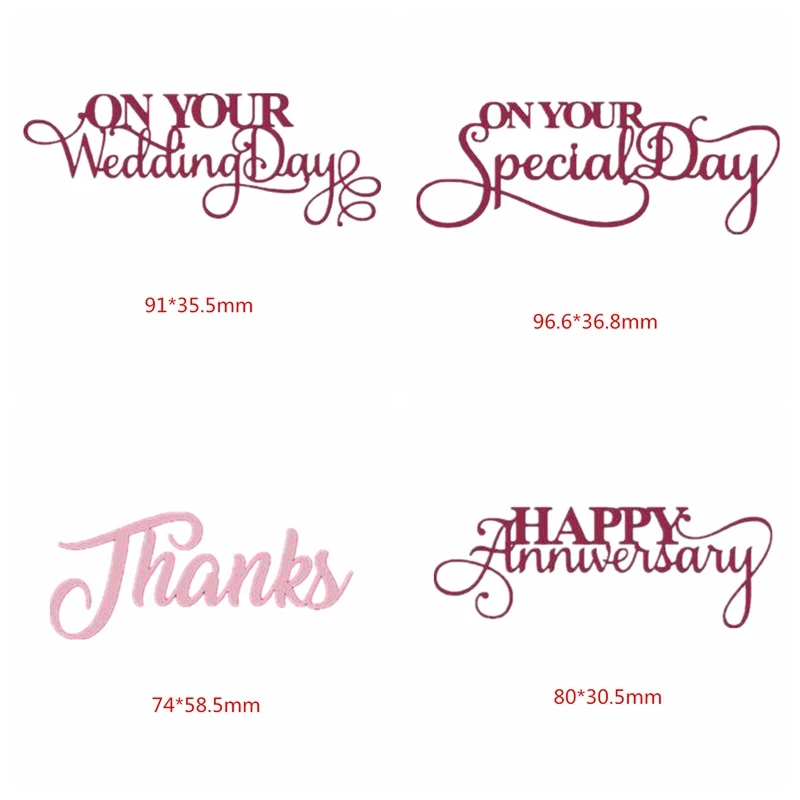 

4 Types Phrases Thanks Cutting Dies Scrapbooking Template Stencil Card Album Making Embossing Handicraft Die Cut New 2019