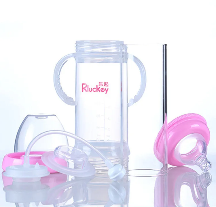 Online Rluckey ABP Gratis Lebar Mulut Ganda ledakan bukti anti kembung Kristal Kaca Botol Bayi 220 ml