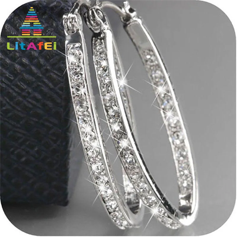 

Earrings Jewelry U Shape Rhinestone Crystal Hoop Earrings for Women Round Circle Loop Earring Party Tiny Gift