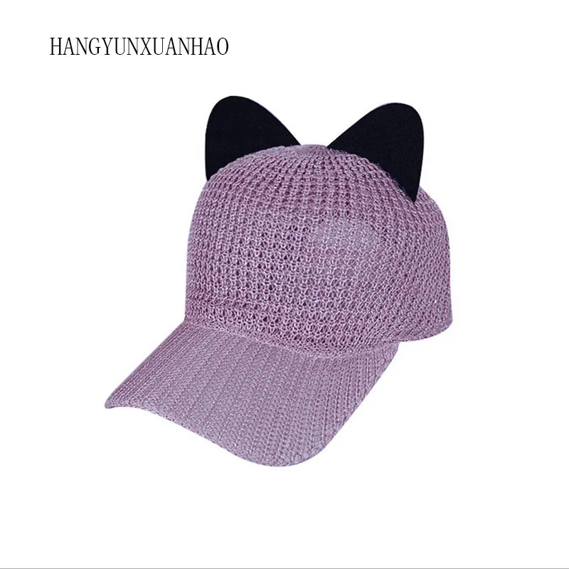 

Summer Cute Cat Ear Breathable Sunscreen Mesh Baseball Caps Womens Adjustable Snapback Gorras Planas Hip Hop Bone Casquette Hats