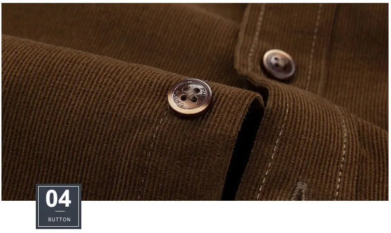 Casual Men's Standard-fit Long-Sleeve Corduroy Shirt Cotton Classic Button-Down Silhouette Embroidered Mens Dress Shirts 6001 (20)