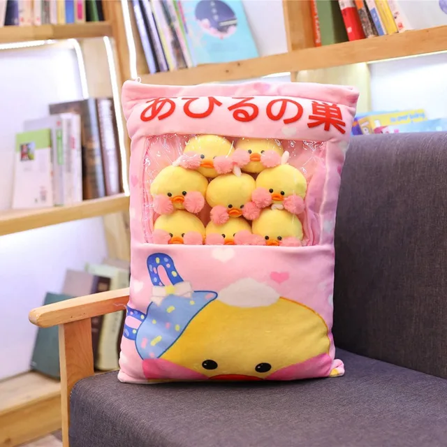 Kawaii 8pcs LaLafanfan Cafe Duck Plush Balls Bag Snack Toy Soft Cartoon Animal Duck Stuffed Doll Sofa Pillow Girlfriend Kid Gift