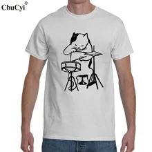 Забавная футболка с изображением кота-музыканта, играющего на барабанах, футболка барабанщика, Homme, крутая Мужская футболка в стиле хип-хоп