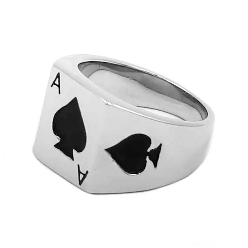Кольцо из нержавеющей стали The Ace of Spades классические байкерские мужские кольца с