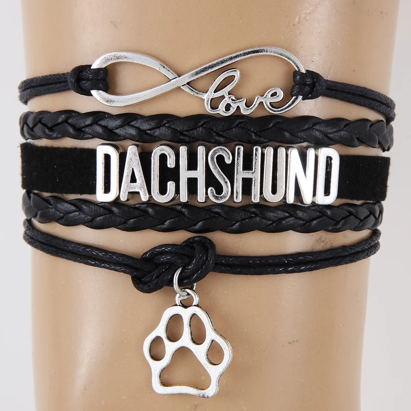 Прямая поставка, бесконечность любовь одежда для собак браслет с подвеской в виде лапы ювелирные изделия цвет: черный, синий Gree кожаные браслеты ручной работы браслеты