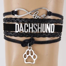 Прямая поставка, бесконечность любовь одежда для собак браслет с подвеской в виде лапы ювелирные изделия цвет: черный, синий Gree кожаные браслеты ручной работы браслеты