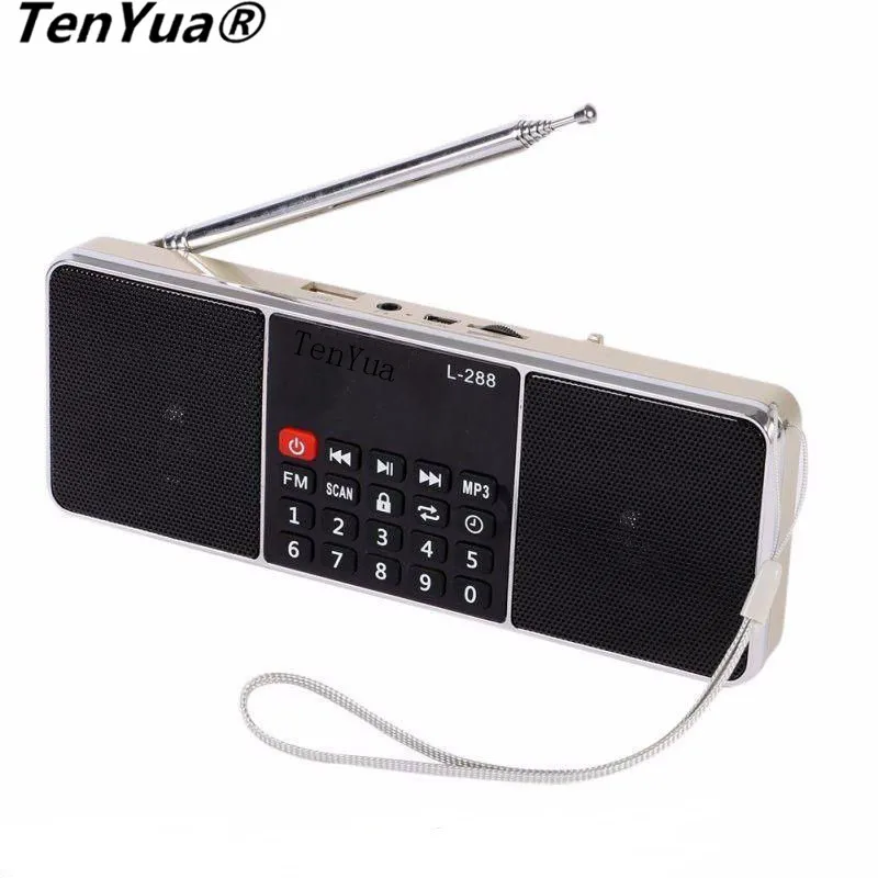 

TenYua Portable Mini FM Radio Speakers Stereo Music Player TF Card USB Disk LCD Screen Volume Control Loudspeaker L-288