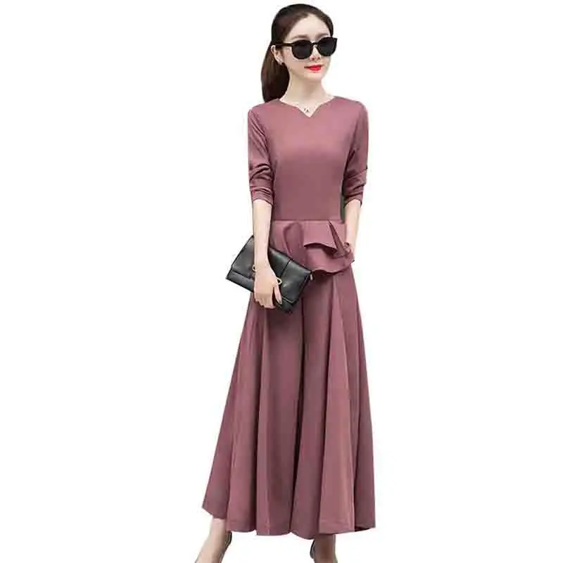 Women Two piece set 2019 Spring Autumn Elegant Lady Work Office Long sleeve Tops + Elastic waist Loose Wide Leg Pants |