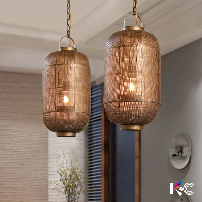 

American country iron cage pendant lamp coffee shop industrial retro bar dining room living room chain pendant light ZA81017