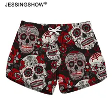 

Shorts For Women 2018 Short Pants 3D Skull Flowers Printing Pockets Fitness Shorts Ladies Shorts Summer Feminino Pants