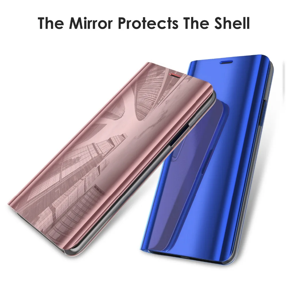 

Luxury Clear View Smart Mirror Phone Case For Samsung A3 A5 A6 A7 2017 Galaxy A8 Plus 2018 Flip Stand Leather Hard PC Cover