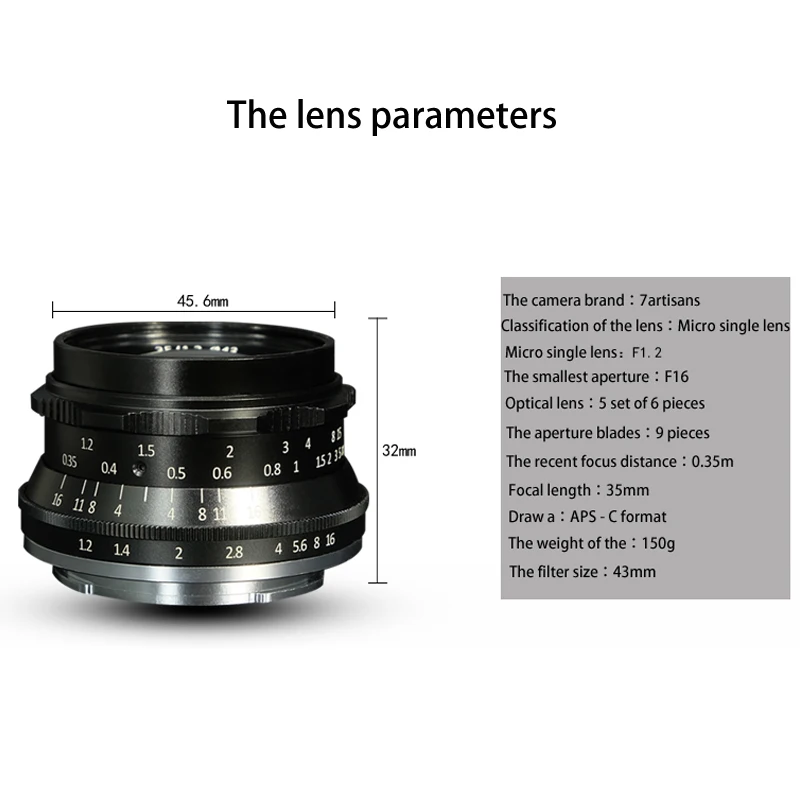 7artsians 35 мм F1.2 APS-C ручной фиксированный объектив для E Mount Canon EOS-M Mount Fuji FX M43 Mount Лидер продаж