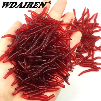 

100Pcs/lot red worm soft lures salt odor Simulation Earthworm Fishy Smell fishing lure Worms carp Fishing tackle Accessories