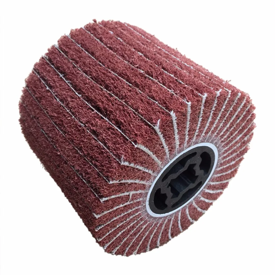 60/80/120/180/240/320  Grit Abrasive Polishing Wheel Non-woven Nylon Flap Wheel Brush Wire Drawing Polishing Burnishing Wheel