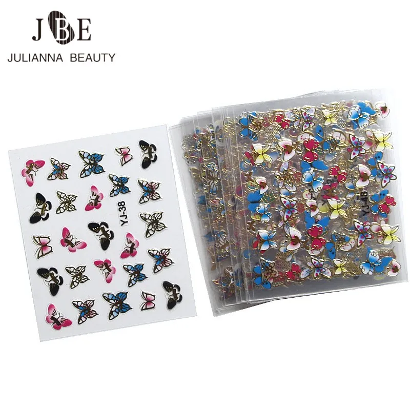 

72pcs/lot 3D Nail Stickers Beauty Gold Design Nail Art Charms Manicure Bronzing Decals Decorations Flower Design Sticker On Nail