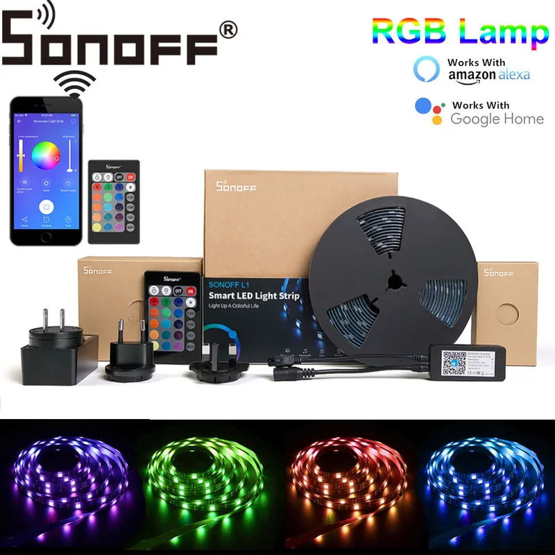 SONOFF L1 умный светодиодный светильник с регулируемой яркостью, водонепроницаемый, Wi-Fi, гибкий RGB светильник s, работает с Alexa Google Home, танцует с музыкой
