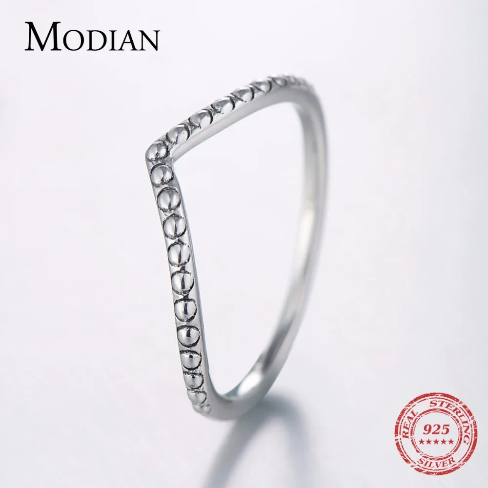 Modian 3 стиля Настоящее Стерлинговое Серебро 925 пробы штабелируемое простое кольцо