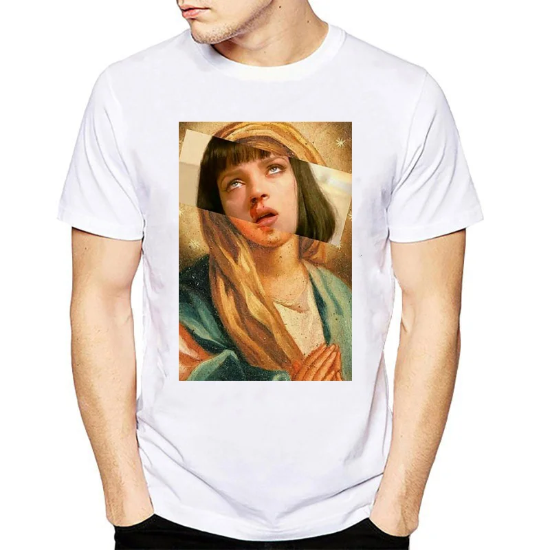 

Summer Virgin Mary Men's T-Shirts 2019 Funny Print Short Sleeve Tshirts Brand Hip Hop Casual Model Tops Tees Streetwear Camises