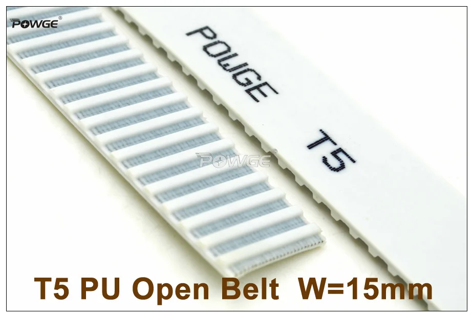 

POWGE T5 Timing Belt T5-15 Width=15mm Pitch=5mm PU With Steel Core Open-End Belt T5 15 AT5 Belt High Quanlity