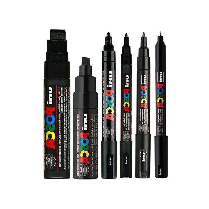 Uni POSCA Mixed Marker Pack 6 Paint Markers In Various Sizes PC 1MR
