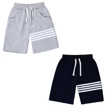 Летние малыша дети мальчик мода упругий канат Короткие штаны Хлопок Повседневное печатных детские шорты белые полосы печатных Спорт Дети