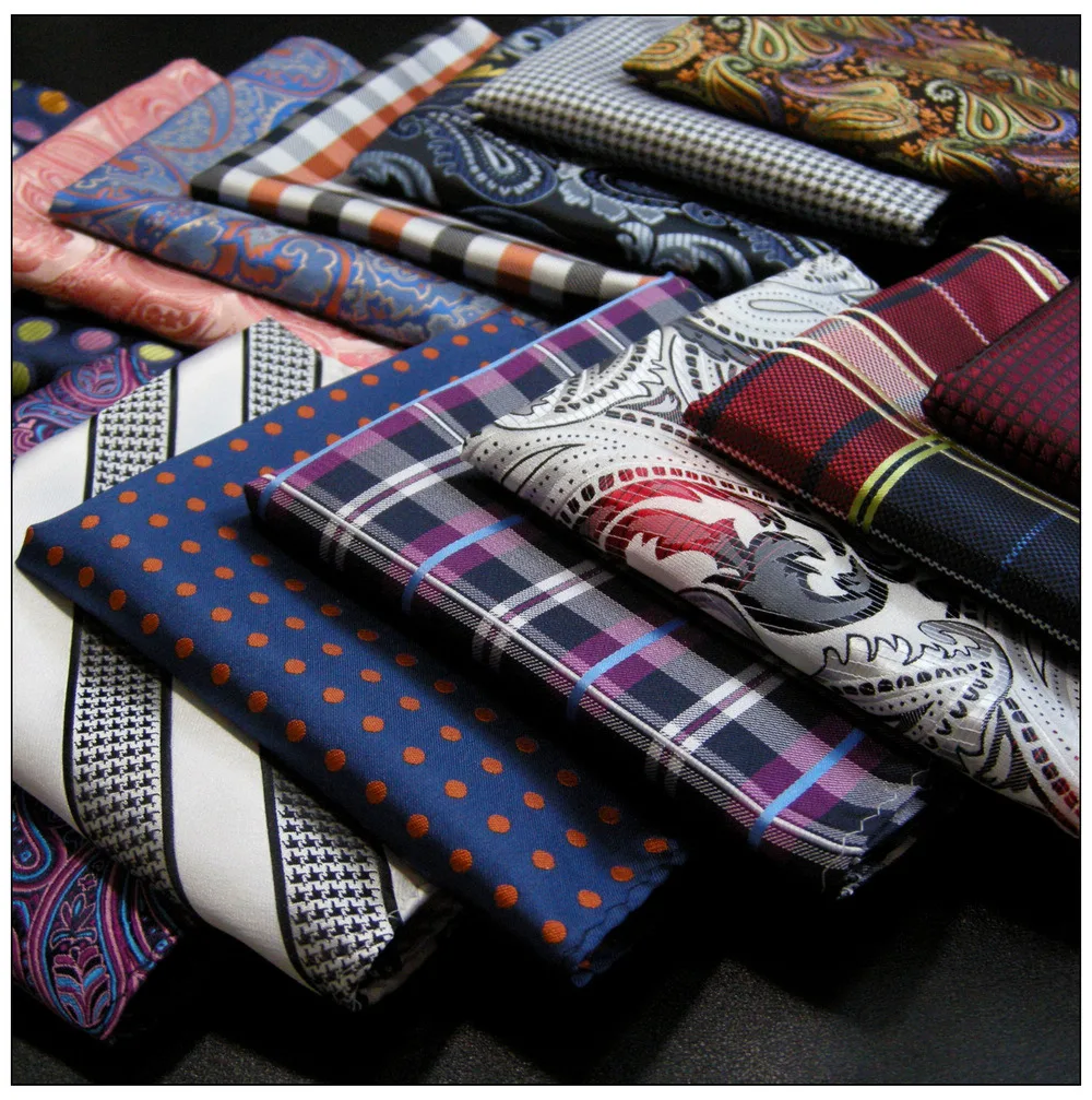 

Multicolor Mens Pocket Square Set Large 12.6" Classic Wedding Handkerchief