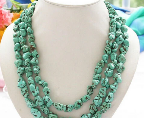 

FREE SHIPPING>>>@@ > N3013 3row 20" baroque green urquoise stone NECKLACE