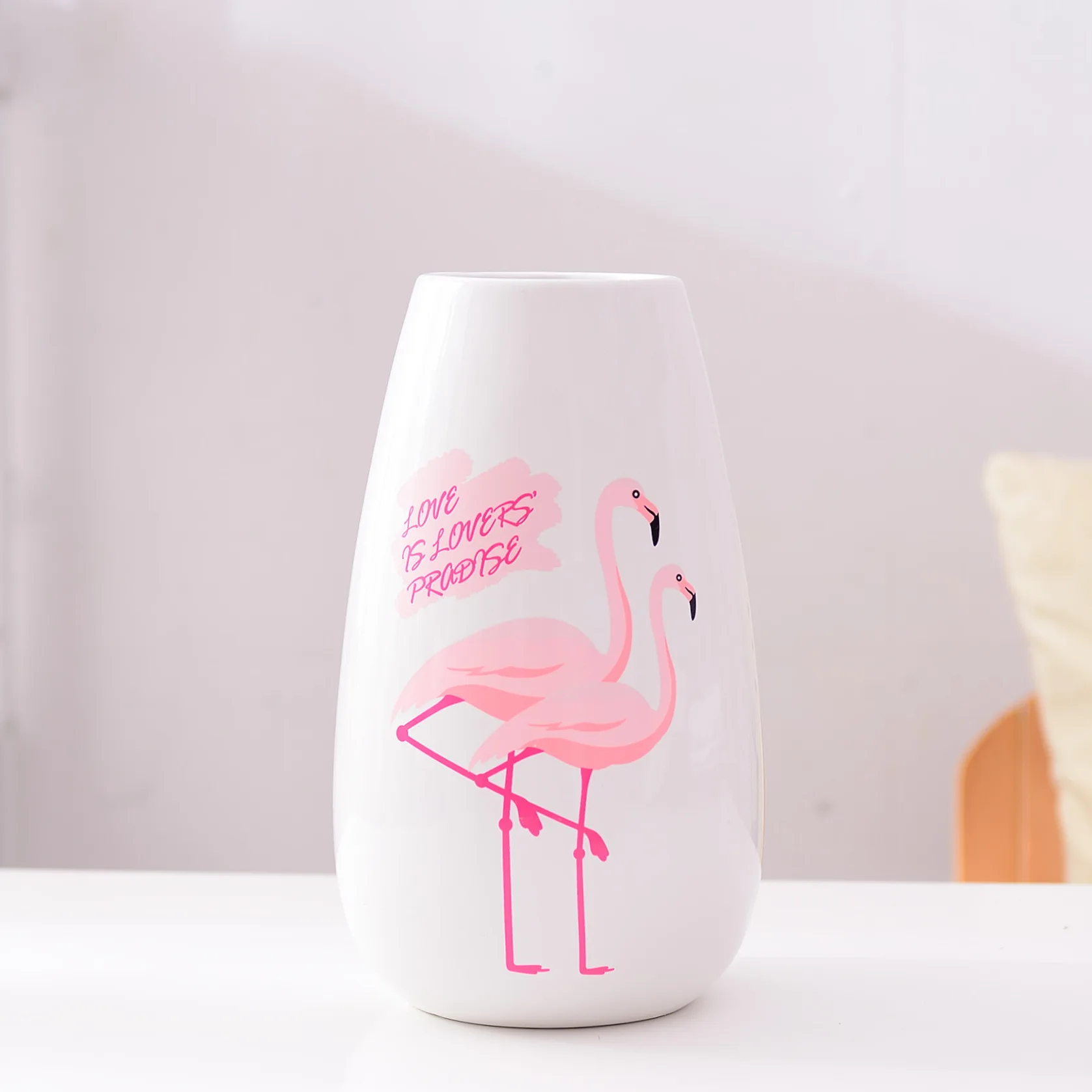3 размера простой современный скандинавский белый розовый мини Керамическая Маленькая ваза цветочный горшок фламинго украшение дома 1 шт - Цвет: L