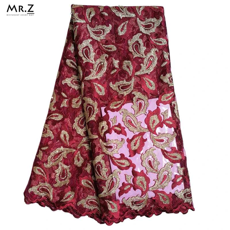 

Mr.Z High Quality Dubai French Tulle Lace Fabric 2019 Aso Ebi Nigerian Seuqins French Tulle Lace Fabric 5 Yard Guipure Cord Lace