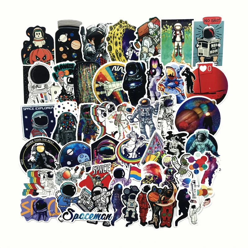 TD ZW 50Pcs Outer Space Astronaut Stickers For Suitcase Skateboard Laptop Luggage Fridge Phone Car Styling DIY Decal Sticker