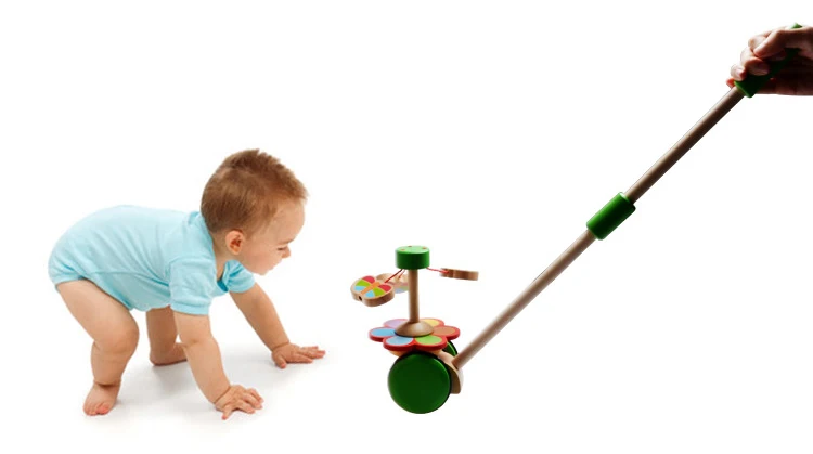 kids Wooden Toys Butterfly Cartoon Animals Funny Wooden Car Toys Baby Rotate Puzzle Trolley Cart Toys Wood Pushing Toy (14)